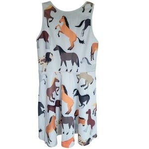 Skater Dress Girls Sz 10 Horse Design Print Sleeveless EUC‎